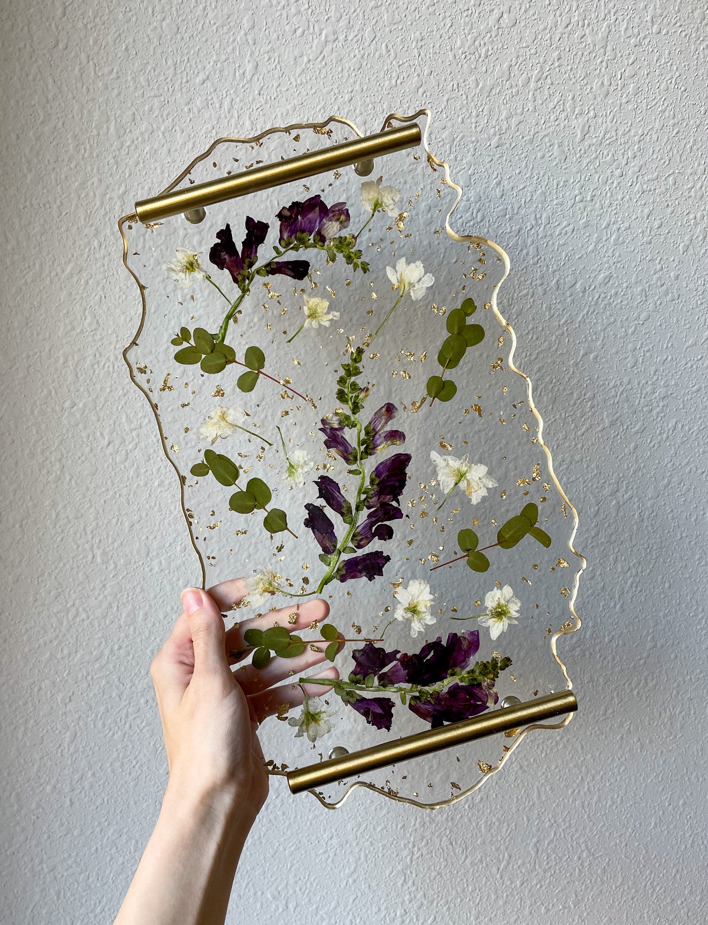 Custom Floral Resin Geode Tray Large