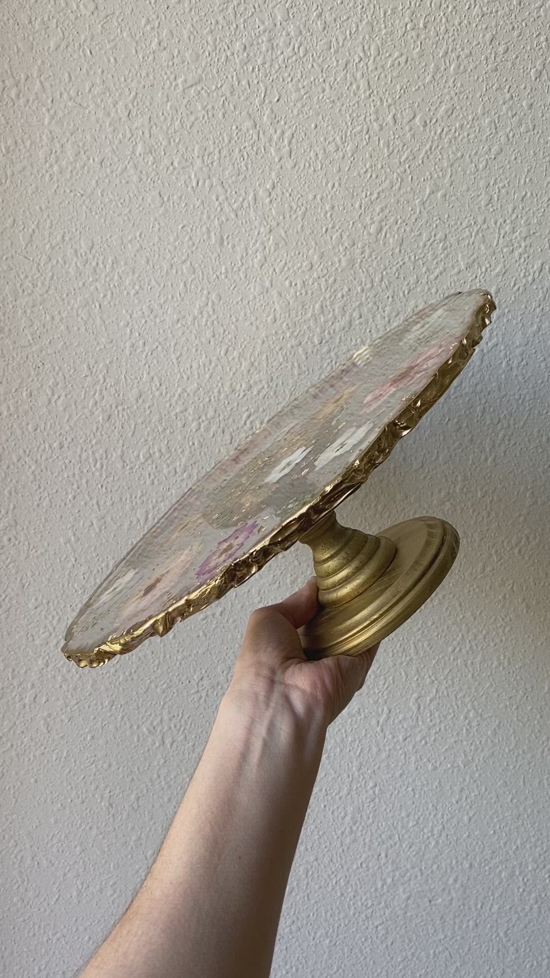 Custom Floral Resin Geode Cake Stand