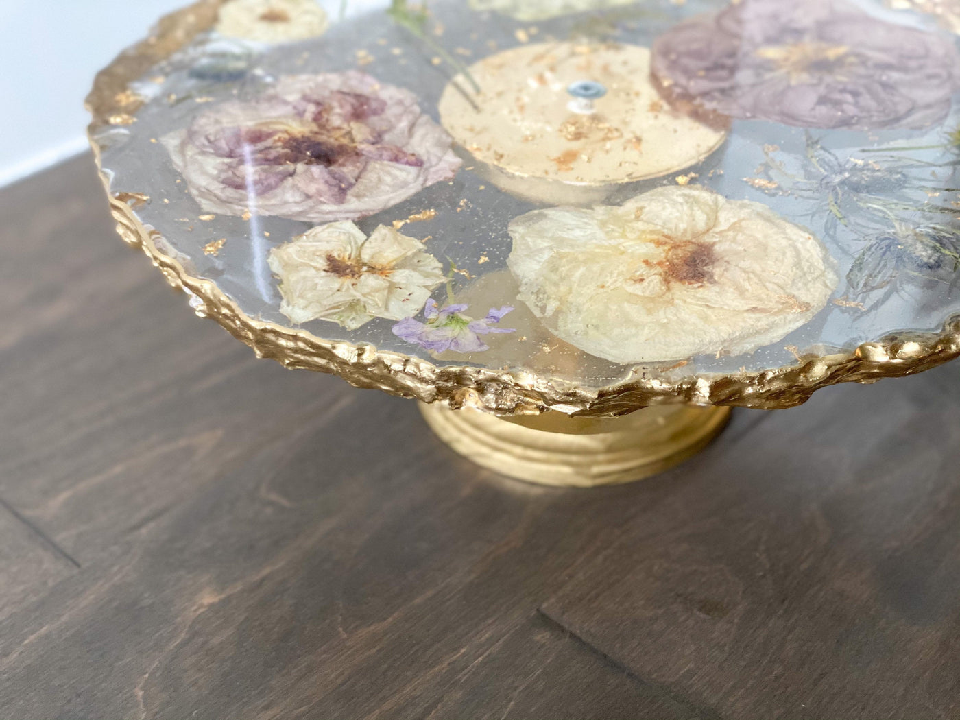 Custom Floral Resin Geode Cake Stand